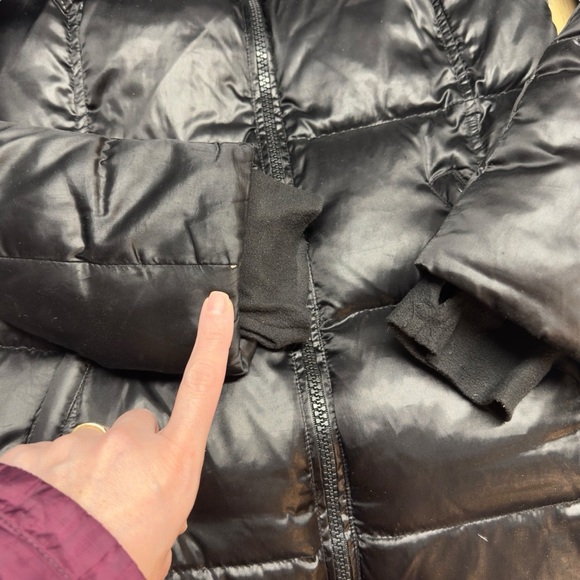 S13 NY Kylie Down Puffer Jacket Women S Black Nylon Coat Cuff Thumbholes No Hood - Picture 13 of 15